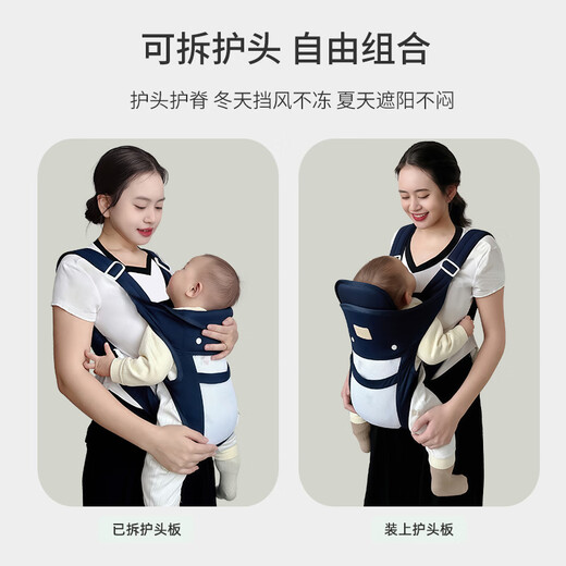 WCZ German strap baby goes out simple small premonth-year-old hug style dual-purpose baby holding the baby horizontally and liberates the baby with both hands Dark blue [0-36 months] Breathable net style