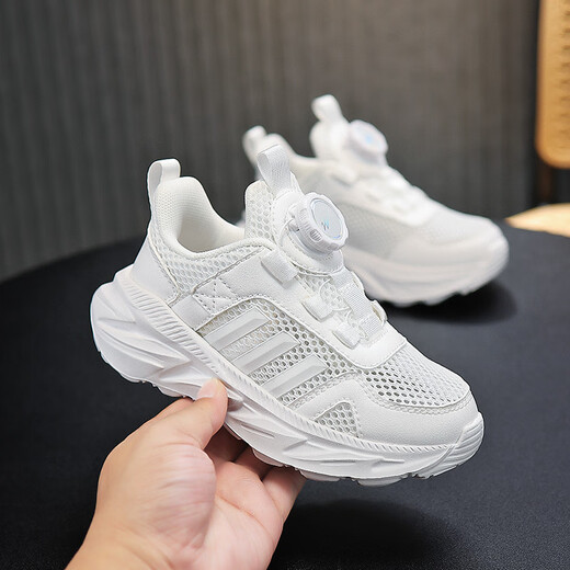 Huilirui zapatos deportivos infantiles zapatos blancos 2025 primavera nueva estilo de malla malla calzado gris sesures de la escuela primaria ligera 15246-blanca 31