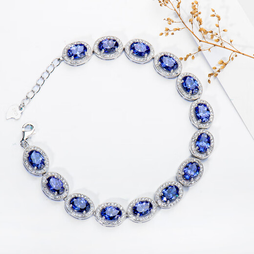 DL 1998 Fat Donglai same style sapphire bracelet for women s925 silver new style elegant versatile pavé blue zircon tanzanite 925 silver bracelet 17-20 cm adjustable