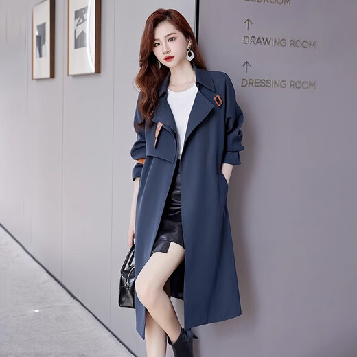 ROMON (ROMON) trench coat for women 2025 new spring and autumn Korean style loose and casual high-end brand age-reducing medium-length coat trendy coat for women Coffee M Recommended 95-120Jin [Jin equals 0.5 kg]