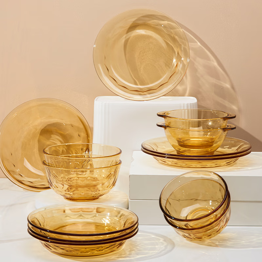 Glass bowl and plate, high borosilicate, high temperature resistance, microwave and refrigeration, fruit plate, soup bowl, vegetable plate, soup bowl, household rice bowl, Yizhuan noodles bowl 1050ML (1 pack)