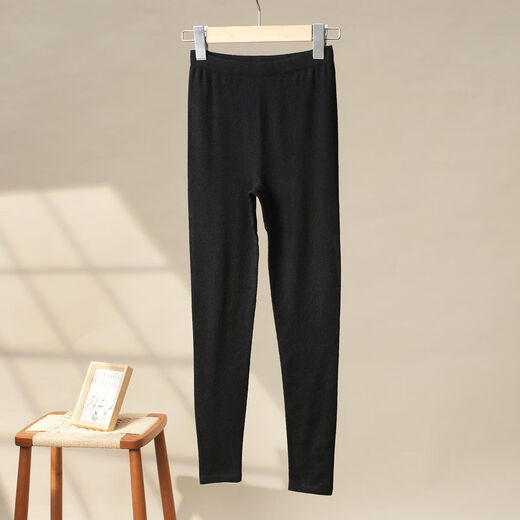 Velvet and thickened women's velvet thermal pants leggings tight long johns women's underwear line pants autumn and winter cotton pants thickened elegant black texture recommended XL 115-135Jin Jin is equal to 0.5 kg