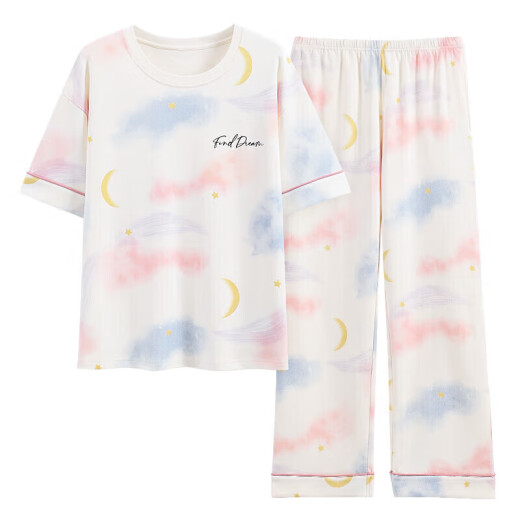 Hongdou (Hodo) pijama de verano para mujeres algodón de algodón puro delgados pantalones de manga corta estudiante traje de estilo coreano lindo primavera y otoño ropa holgada y9716 m (recomendado 75-95Jin [Jin equivale a 0.5 kg])