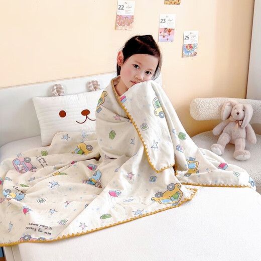 Class A baby cotton gauze blanket baby nap blanket kindergarten blanket children's machine washable air-conditioned blanket Didi car 120*150cm children's blanket