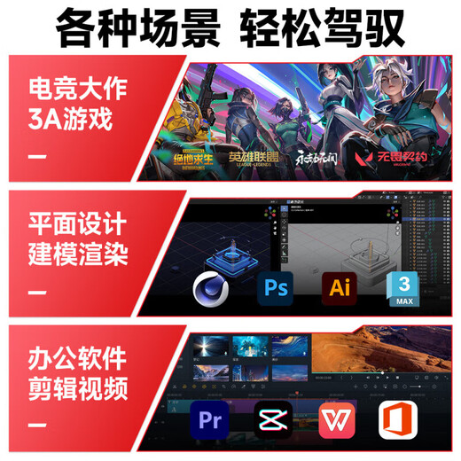 【补贴20%】i9级24核电竞台式整机组装电脑4060独显办公游戏水冷 电脑主机+27英寸显示器 套三：i9级36芯1050独显性价优选