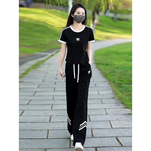 Tachimis Touch Miss Missable Casual Cost Temperament Slinmming Wide-Leg Pantalon Summer New Women's Sportswear Two-Piece Set White Suit M [Suggestion 85-105Jin [Jin est égal à 0,5 kg]]]