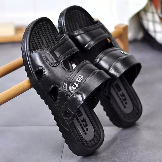 Huili sandals for men casual outdoor wear summer breathable non-slip wear-resistant soft-sole beach sandals dual-purpose shoes Brown 3886 (PVC ultra-slip) wide instep, please 39