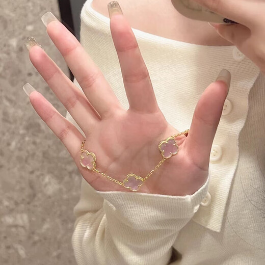 18k gold five-flower bracelet carnelian laser diamond white mother-of-pearl AU750 rose gold four-leaf clover clover bracelet 18k gold carnelian five-flower