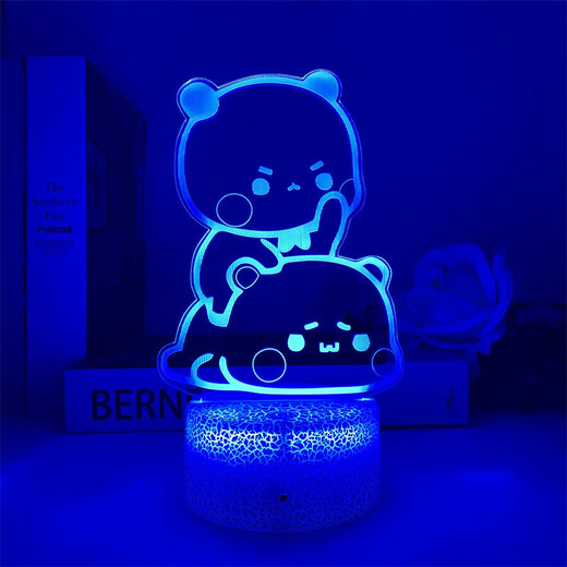 Banda Bear ein und zwei Bubu Peripherales Nachtlicht Emoticon Paket Paar niedliche Figur Atmosphäre Cartoon Peripheriespielzeug Geschenk 3894 Ein und zwei Bubu -Einzelfoto -Modell weißer Hintergrundriss 16 Farben + Fernbedienung USB + Batteriekompartiment