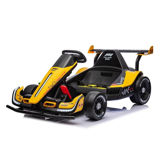Captain America's large retractable high-speed children's electric drift kart can sit in an adult F1 high-performance racing remote control car, yellow + length adjustment + remote control + 24V/14A electricity, two-person dual-drive drift kart