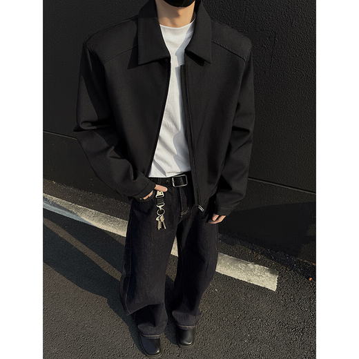 Digada Old Money Style Shoulder Pad Short Lapel Jacket Men's Autumn Versatile Trend Cleanfit Handsome Casual Jacket ZSFS-XZ121 Gray XL