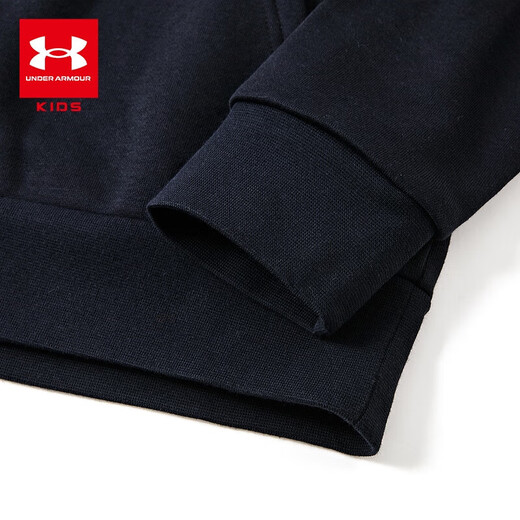 Under Armor children's clothing autumn and winter hooded children's sweatshirt warm casual sports versatile printed sweatshirt black 150