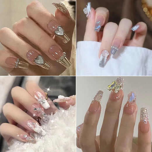 穿戴甲片高级感手工猫眼穿戴甲成品指甲贴片假指甲ins风美甲片 L15258暗夜蝴蝶 美甲胶水款