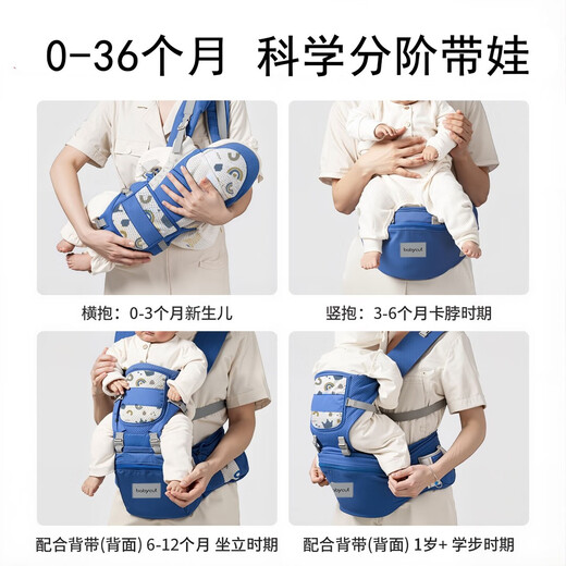 Joyncleon (Joyncleon) Babygurt Taillenhocker Zwei-in-Eins-atmungsaktiven vierjährigen Baby-Multifunktional-sitzende Sitzbank mit Baby-Holding-Artefakt [verbessert] Grau [geeignet für 4-36 Monate]