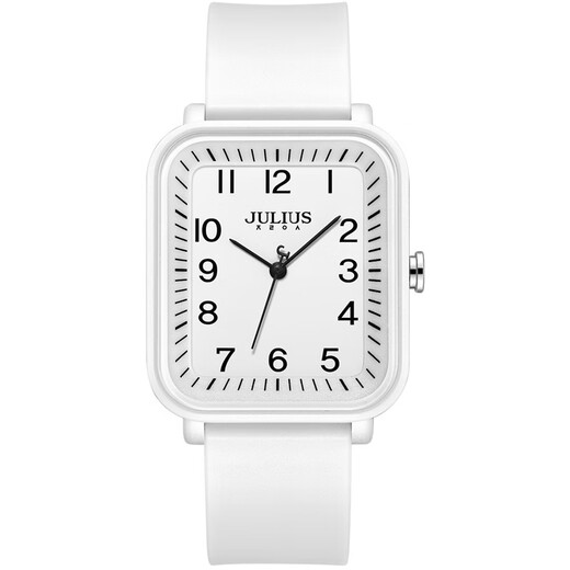 Julius Uhr Studentin 2025 neue Nische einfach Gummi Unisex Sport süße coole kleine quadratische Uhr Damenuhr Herrenuhr 1477 Beige