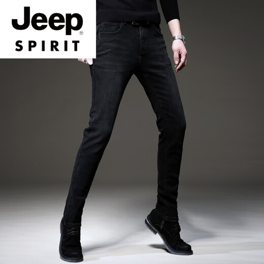 Jeep Spirit Summer Trend European Black High-End Jeans Männer koreanische Stil kleine Füße Hosen Trendy Brand Stretch Männer lässig Hosen 1049 Gray Regular 31