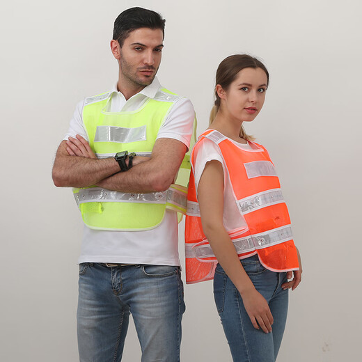 Jiahu LED reflective vest with light reflective vest construction safety sanitation reflective clothing cycling reflective safety clothing strobe light vest