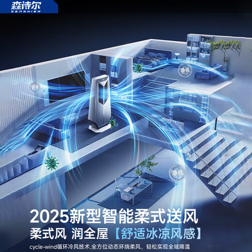 Senshier 2025 new style丨Whole house 16C air conditioner fan cooling fan refrigeration bladeless tower fan silent floor fan home living room vertical dormitory smart bedroom ice crystal refrigeration refrigeration 150丨Mechanical model German aviation motor丨3D surround wind feeling丨35db silent and undisturbed