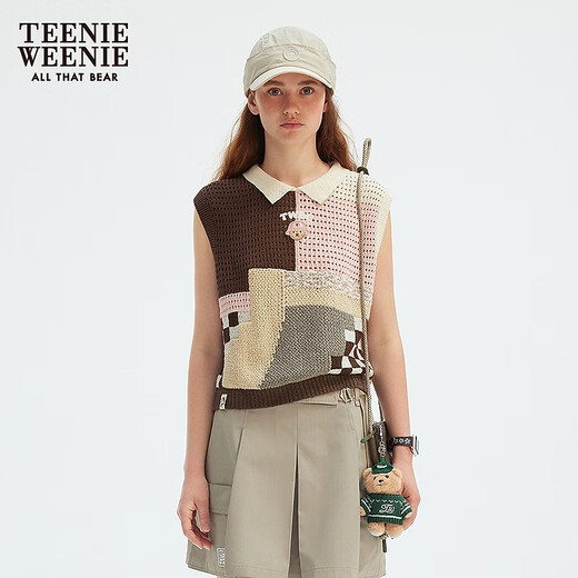 Teenie Weenie小熊女装毛衣2025秋季新款时髦新颖清爽舒适针织背心 粉色 S