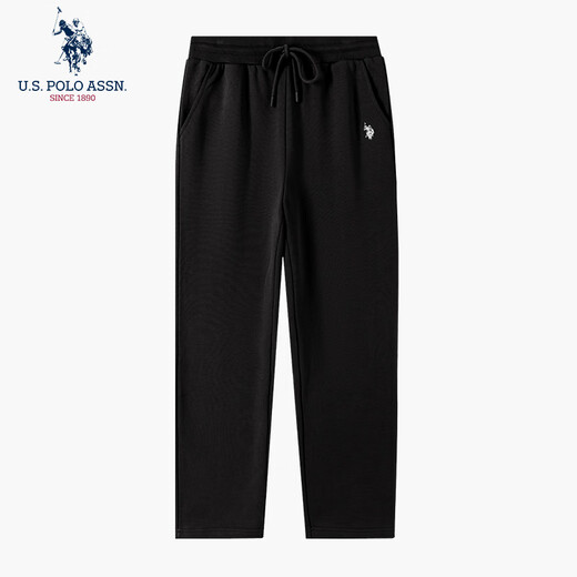 U.S. POLO ASSN. Men's sweatpants autumn loose breathable sports casual pants men's high-end straight brushed pants black XL