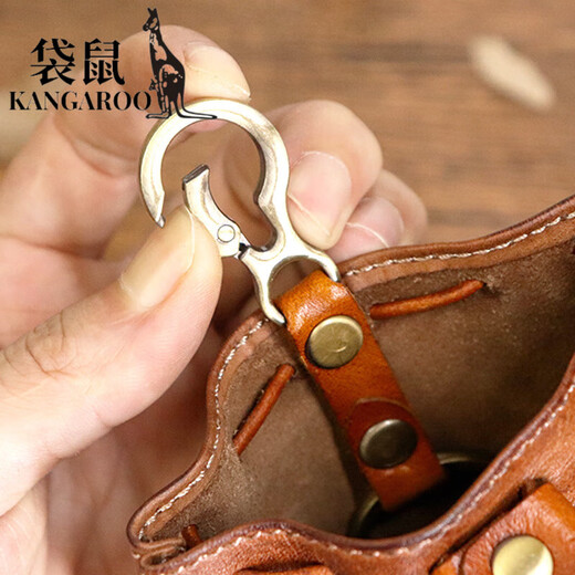 Kangourou (kangourou) Japonais simple couche supérieure vache vache légumes en cuir tanné rétro pour femmes sachet mini sac clés sac carte de cartes monnaie portefeuille marron marron