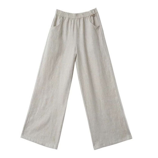 Jiaobifu 2025 summer silk linen wide-leg pants cotton linen slimming straight pants Guangzhou thirteen-row cotton linen wide-leg pants women's summer green lace-up style 9793 M Recommended 100 to 115 Jin [Jin equals 0.5 kg]