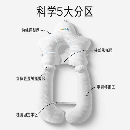 
Aibaoshi baby pillow shaped pillow newborn comfort pillow baby anti-shock sleeping pillow U-shaped detachable white S308