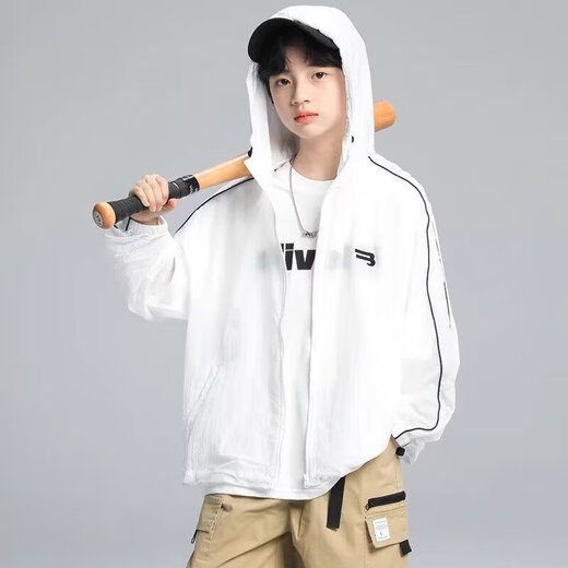 
Boys Sunscreen Jacket Summer 2025 New Breathable Thin Jacket Jacket Big Children's Summer Casual Top Gray 170