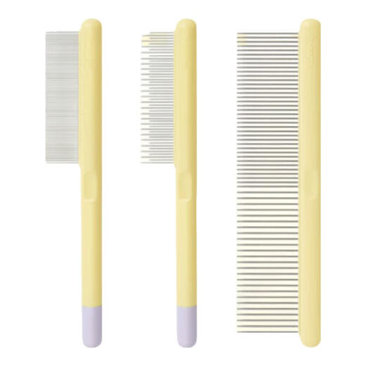 Mango pet Mango facial comb for black chin tears, special cat comb, cat hair comb, dog hair comb, dog hair comb, 304 plastic handle comb, 3 pieces set