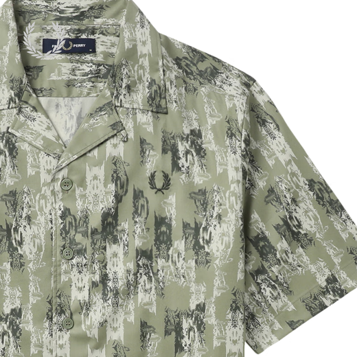 Fred Perry Men's Casual Shirt 2025 Été Bleas Wheat Ear Street Beach Short Shirt Tide M9898 Khl / Olive L