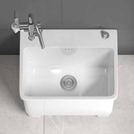 Balcony mop pool ceramic with faucet hole integrated high foot household bathroom mop pool floor basin tank large size 13751X35 control + seat spray gun single cooling