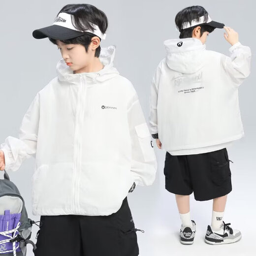 Garçons Summer Sun Protection Veste 2025 Nouvelle veste de protection solaire pour enfants d'été mince moyen et grand garçons mode d'été gris 160