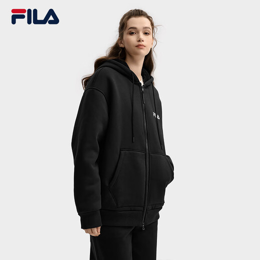 Официальная пара FILA вязаная куртка с капюшоном 2025 Зимние повседневное плюшевое плюшевое топ