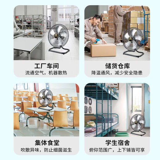 Crown Wuyang shaking head floor fan high wind silent industrial electric fan strong wind household electric fan household 12-inch shaking head 4-speed (personal/desktop)