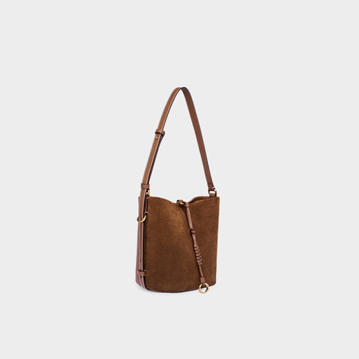 
DISSONA women's bag 2025 autumn and winter new product Manxiang bucket bag soft cowhide one-shoulder crossbody bucket bag small-brown leather (tag price: 1798)