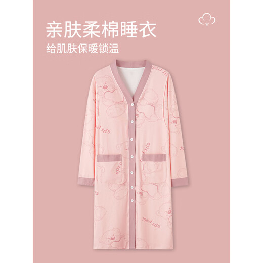 Cat Man (Miiow) Schwangere Frauen Nachthemdinnen Frauen reine Baumwollwäsche langärmelte Kleidung Frühling und Herbst nach der Geburt großer Pyjamas Stillknöcher für die Geburt 2025 HD3881 3xl