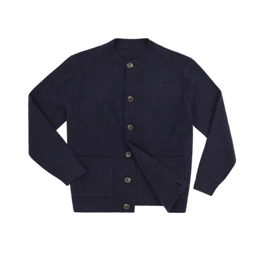 VDJ international men's brand jacket versatile men's autumn and winter henley collar wool cardigan casual business style sweater flower royal blue regular style-high-end gift box XL (180-China-CN-height)