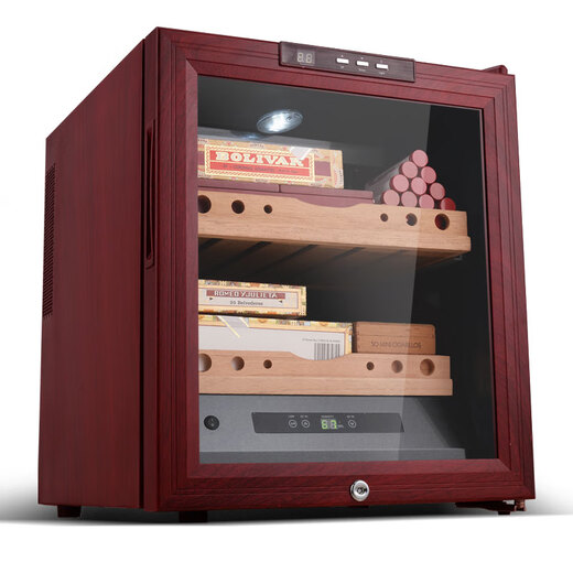 Shuangyoumeibanjia JC-46C cigar cabinet with constant temperature and humidity, household electronic cedar wood solid wood refrigerated cigar humidifier, moisturizing model (about 150 pieces)