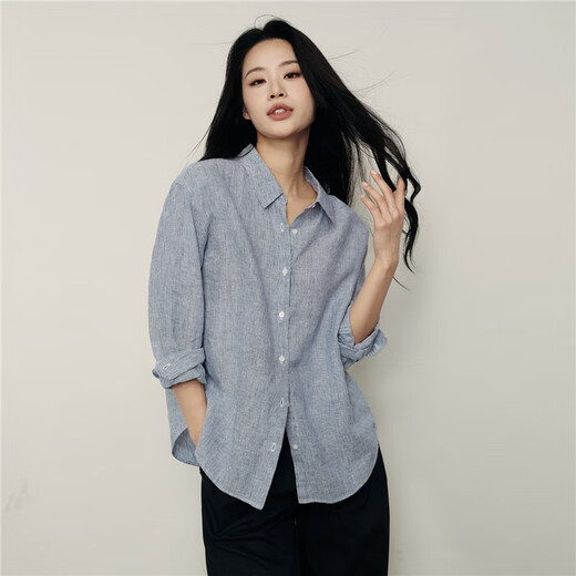 Giordano [та же модель для корейской знаменитости] Интеллектуальная литературная рубашка с длинным рукавом для женщин 05345497