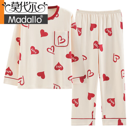 Pyjamas modal pour les femmes au printemps et à l'automne coton pur pantalon à manches longues mignons en deux pièces pour les étudiants pour porter des vêtements d'été, d'automne et d'hiver GXT9928 L (recommandé 95-115jin [Jin est égal à 0,5 kg]))