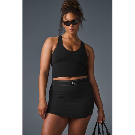 ALO YOGA Fashionable Sports Bra Yoga Pilates Shaping Bra Women Built-in Breast Pad Elastic Fit Soft Touch Black XXS (Upper Bust 76-81.5cm)