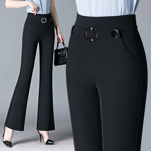 Pantalones de microflar de micro XCFreht para mujeres en primavera y otoño nuevo traje de cintura alta delgada caída casual y pantalones de bengala delgados ligeramente pantalones de corona marrón 6629 26 s tamaño recomendado 85-95Jin [Jin equivale a 0.5 kg]