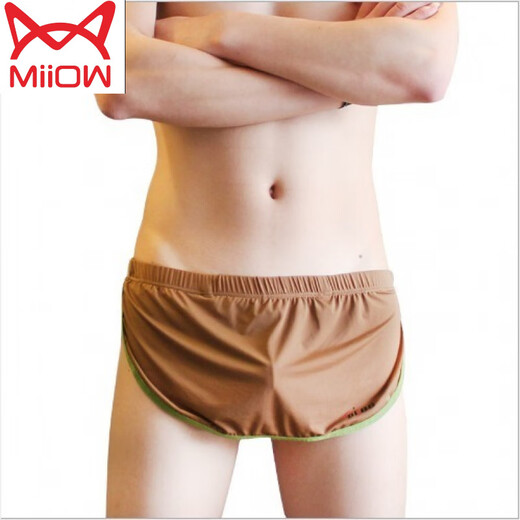 
Catman (MiiOW) men's thong underwear seamless two-piece men's ice silk home pants built-in single-tit positioning casual shorts Military green M 90 to 110 Jin [Jin equals 0.5 kg]