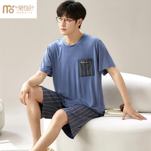 Yalu Men's Pyjamas Suit Shorts d'été Shorts minces de glace d'été. Home de grande taille décontractée soyeuse g [6624] Coquille de shorts modaux et respirant L [Recommandé 100-120 Jin [Jin est égal à 0,5 kg]]]