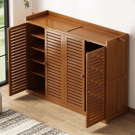 DSRAWMYT Nan Bamboo Shoe Rack Entry Door Household Porch Cabinet Integrated Door Dustproof Shoe Storage Cabinet Rental House Shoe Cabinet