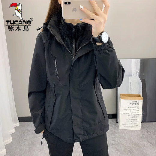 啄木鸟（TUCANO）冲锋衣女三合一运动外套男女2025年新款春秋冬季户外情侣款登山服 女款/象牙白（春秋） 薄款 M