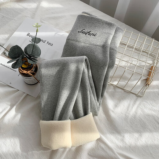 Extra thick sherpa leggings for women's outer wear in autumn and winter plus velvet and thickened high waist Northeastern ultra-thick gray warm cotton pants Extra thick sherpa - black 2XL (140-160Jin Jin equals 0.5 kg)