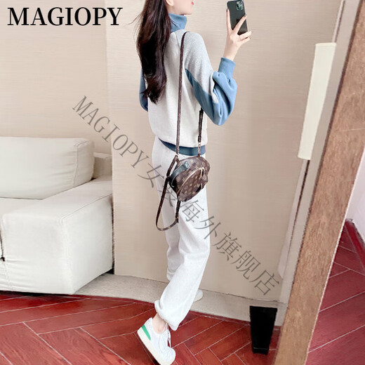 Magiopy International Luxury High-End-Marke Casual Sports Set Women's Frühling und Herbst 2025 Neues koreanisches Stil modisches Salz gebratenes graues zweiteiliges Set (ohne Velvet) S (100 Jin [Jin ist gleich 0,5 kg])