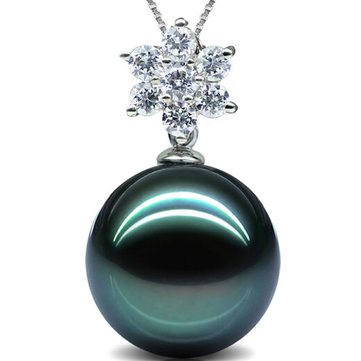 DL 1998 Fat Donglai quality Tahitian black pearl pendant clavicle chain 925 silver perfect round and flawless temperament 8mm-9mm black