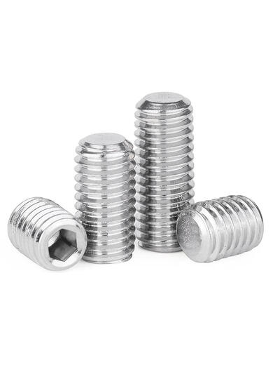 Jingong 304 Edelstahl Hexagon Flat-End-Anziehenschraube GB77 Kopfloser Maschinenmessschraube M3M4M5M6M8M10M12L M6*12200 Stücke